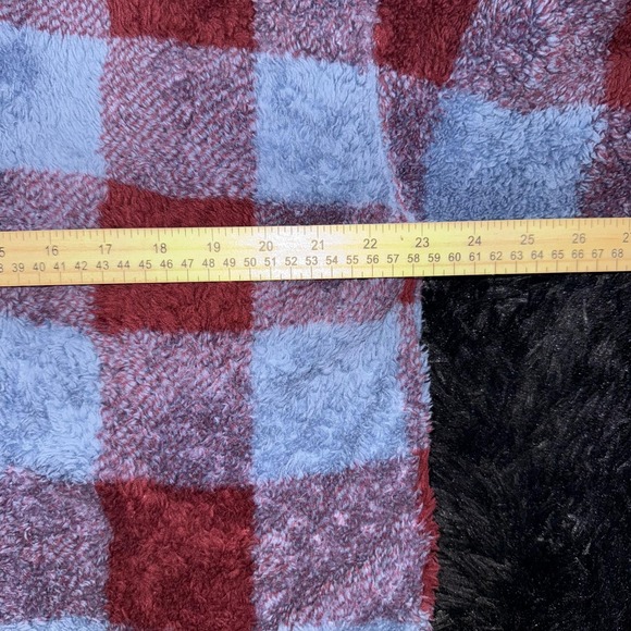 Eddie Bauer Pullover Womens XL Sherpa Fuzzy Plaid Checkered Half Zip Cozy Sweate - Picture 7 of 8